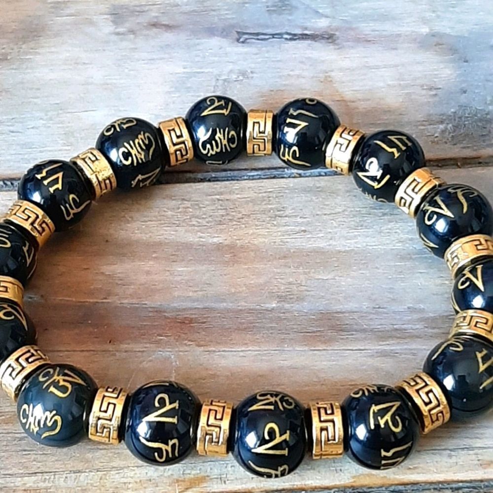 Obsidian Mantra Stretch Bracelet